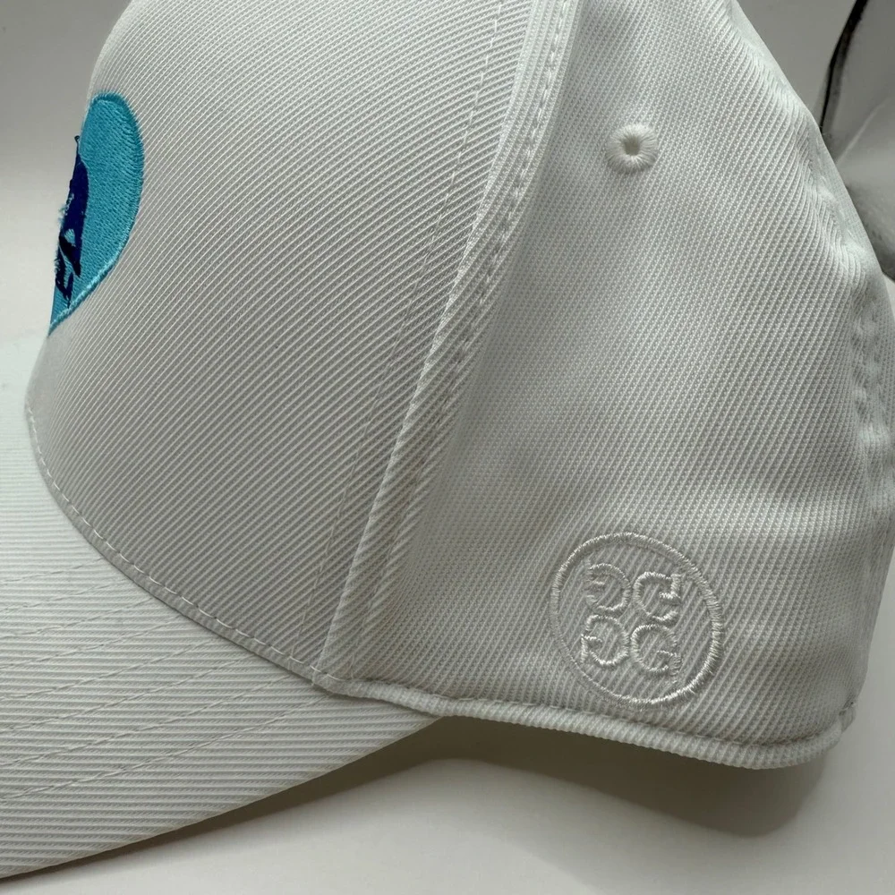 G FORE Men‎ White Flexfit 110 Baseball Cap with California LA Bear Heart Logo OS